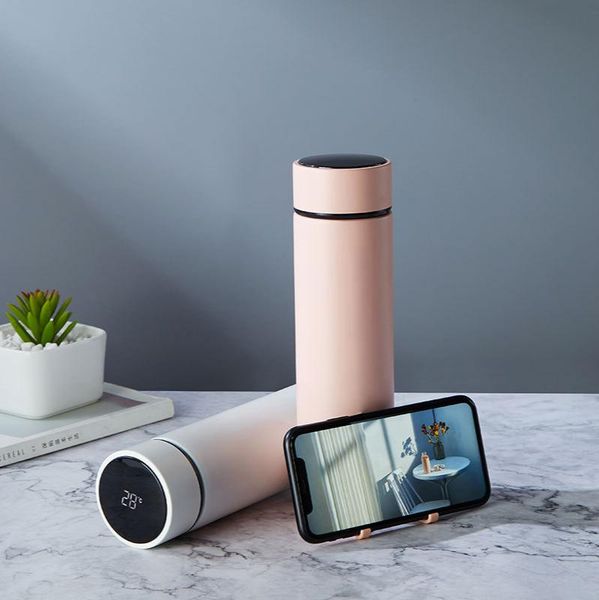 

water bottles type stainless steel vacuum flask portable double-layer insulated fashion creative stand business cup