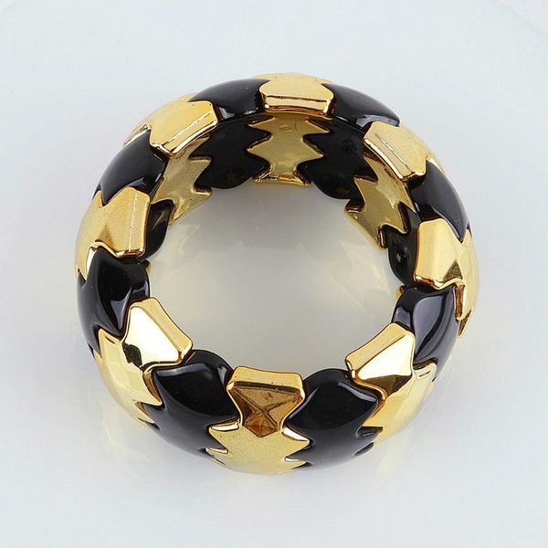 

charm bracelets punk black gold color acrylic stretch wide chains bracelet & bangles vintage resin cuff women men fashion party jewelry, Golden;silver
