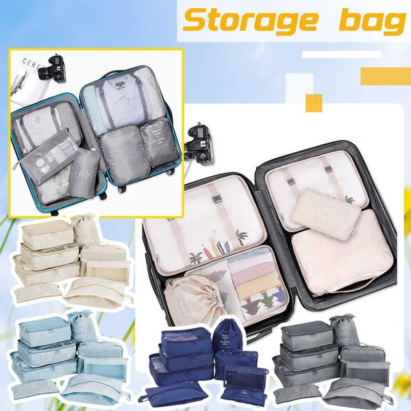 

duffel bags 8pcs/set packing cubes travel storage bag luggage suitcase organizer set foldable waterproof laundry cases