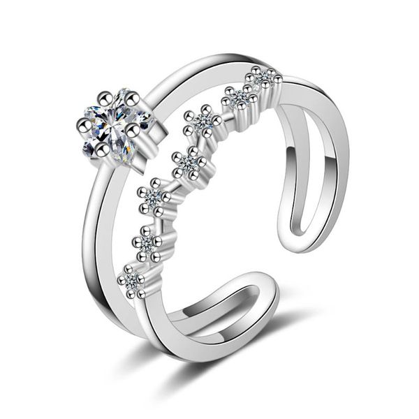 

wedding rings promotion 925 sterling silver shiny cz zircon star women gift lady engagement jewelry no fade finger ring drop, Slivery;golden