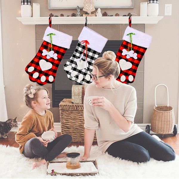 

christmas decorations merry cat claw socks plush tree hanging gift candy large decoration navidad decoraciones para el hogar