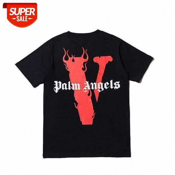

european and american tide brand letter v big logo short-sleeved t-shirt printing men women couple version large size loose bottoming #g82s, White;black