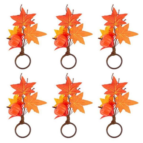 

napkin rings 6 pcs fall pumpkin autumn floral berries ring holders for table decor party supplies
