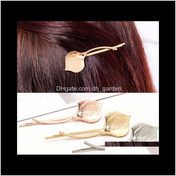 

& jewelry metal calla lily clips simple imitation pearl alloy flower hair pins fashion women barrettes aessories wholesale ps1767 drop deliv, Golden;silver