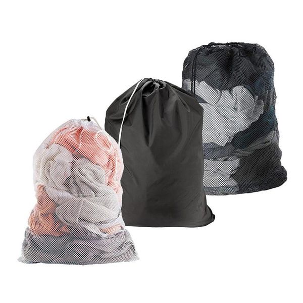 

large size solid color drawstring laundry bag anti-snagging anti-deformation refined/coarse mesh clothes washing bags
