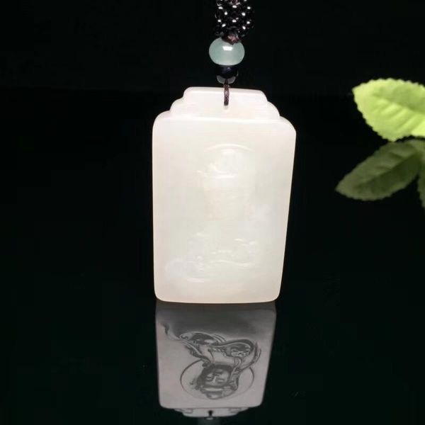 

lockets exquisite hetian jade guanyin pendant h23#, Silver