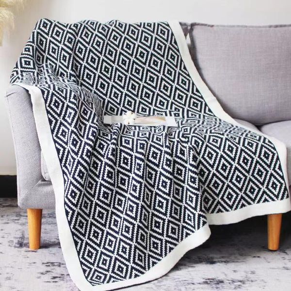 

black and white checkered geometric knitted wool blanket office air conditioning nap shawl sofa tapestry tablecloth blankets