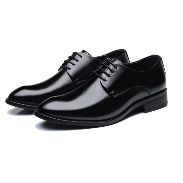

dress shoes men formal wedding genuine leather retro brogue business office men's flats oxfords for, Black