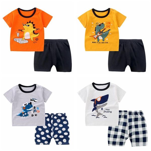 

clothing sets 2pcs children suit baby boy summer clothes infant cotton short sleeve t shirt girl t-shirts, White