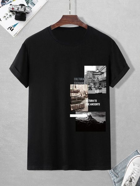 

men p print tee l4df#, White;black