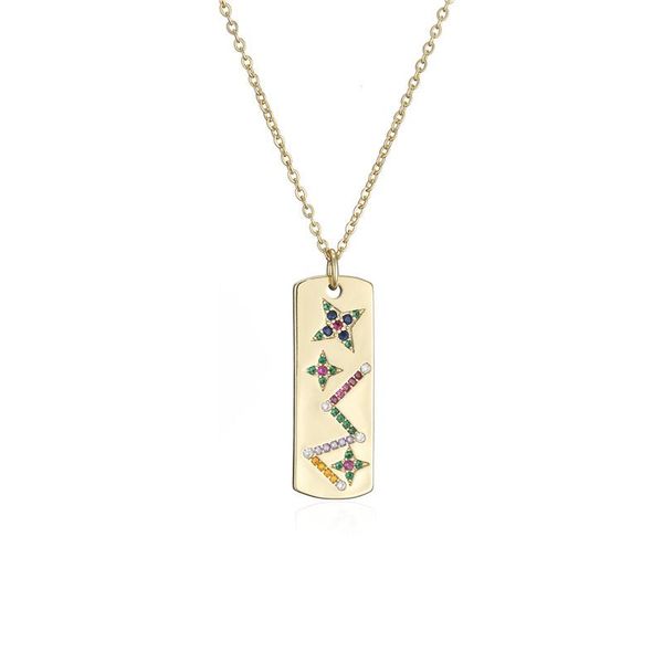 

pendant necklaces mafisar arrival unique design fashion long square geometric necklace for women cz star wedding jewelry gift, Silver