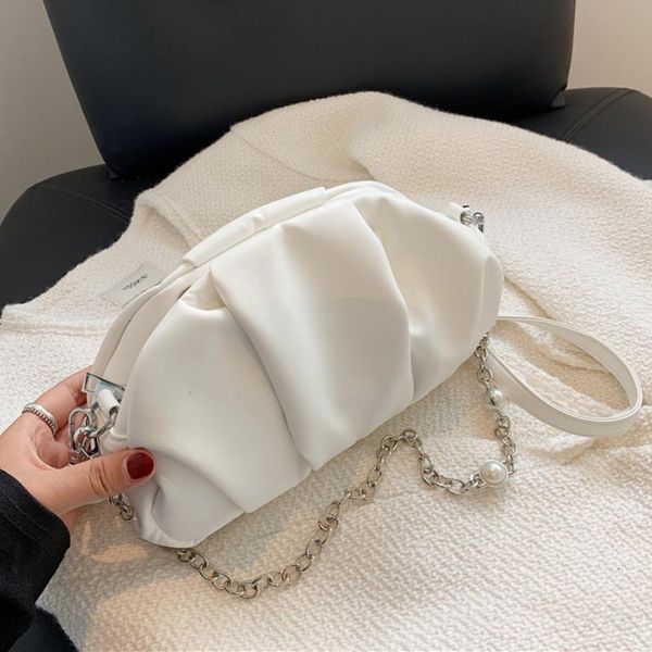 

evening bags pleated underarm bag 2021 summer high-quality soft pu leather women's designer handbag shoulder messenger