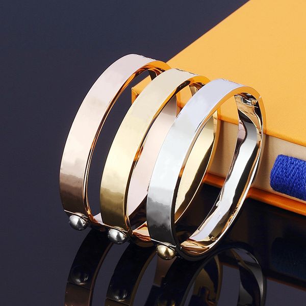 

high version fashion love gold bracelet nail bangle pulsera braccialetto for mens and women party wedding couples gift jewelry with box, Golden;silver