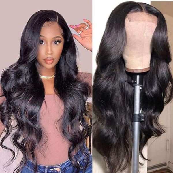 

lace wigs brazilian body wave human hair 160% density remy pre plucked closure wig for women, Black;brown