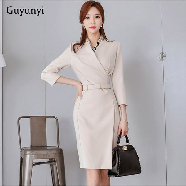 

elegant office lady dress 2021 autumn asymmetry high waist decorative belt solid color temperament party dress women, Black;gray