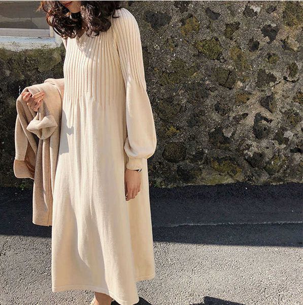 

dresses and casual spring autumn long sleeve bottoming show thin knitted knee length wool dress, Black;gray