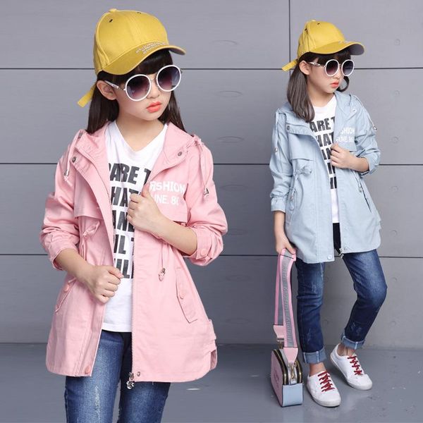 

coat spring autumn girls trench teenage kids jackets boys coats children casual outerwear baby clothes windbreaker 4-14 years, Blue;gray