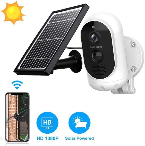 

bolt sight solar powered camera wireless home security system, 1080p outdoor wifi, night vision, human motion detection ip cameras