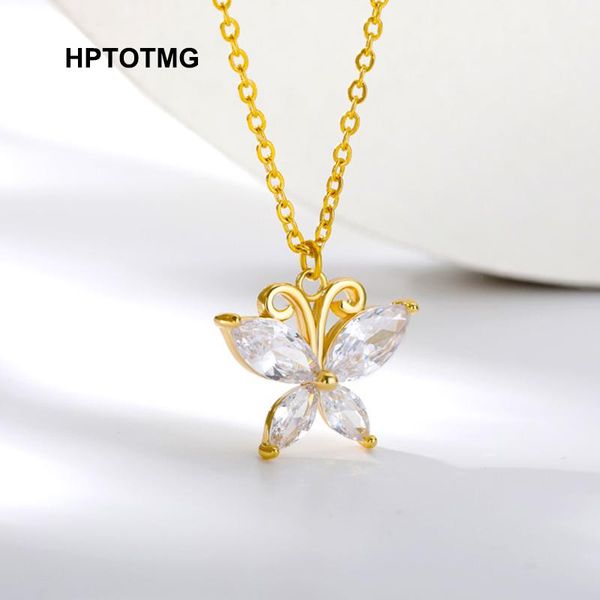 

chains gold zircon butterfly pendant necklace for women jewelry aesthetic choker clavicle chain charms collares para mujer, Silver