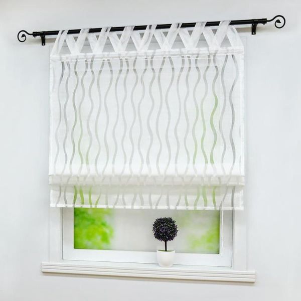 

curtain & drapes roman wave line printed panel tulle for home kitchen window sheer living room cafe balcony 1pcs