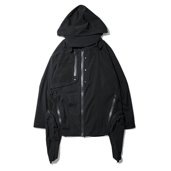 

men's jackets travel functional jacket wide side pockets detachable hood streetwear ninjawear japanes style dysan clothes, Black;brown