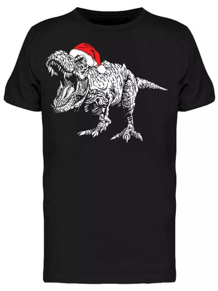 

Dinosaur Roaring Santa Claus Hat Tee Men's -Image by Shutterstock, White;black