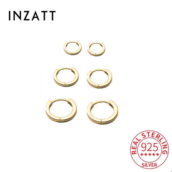 

hoop & huggie inzareal 925 sterling silver minimalist geometric 9/11/12mm round earrings for fashion women trendy charm fine jewelry, Golden;silver