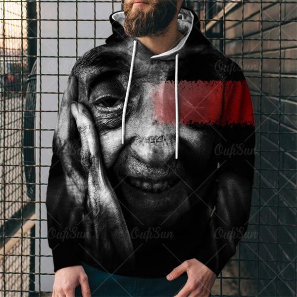 

men's hoodies & sweatshirts men road print round neck long sleeve pocket hoodie loose quick-drying commuter sportwear pullover drawstri, Black