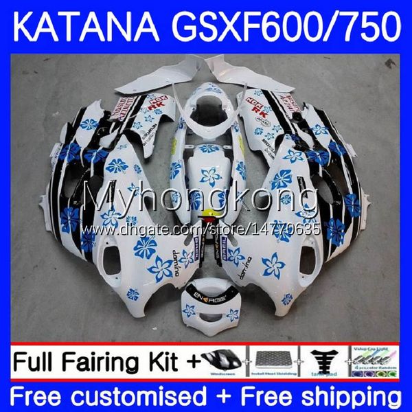 Комплект для тела для Suzuki Katana GSXF750 GSXF 600 750 CC GSX600F 03 04 05 06 07 18NO.34 600CC GSX750F GSXF-750 GSXF600 белый синий BLK 750CC 2003 2004 2005 2006 2007 OEM обтекает