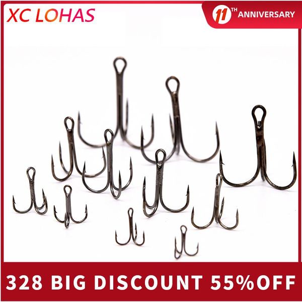 

box multiple sizes high carbon steel treble fishhooks stainless barbed fishing hooks river lake sea accessories