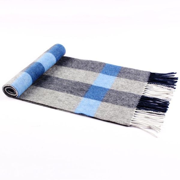 

scarves wool leisure business scarf men 180cm*30cm thicken warm women for winter festive gift mens plaid buckle, Blue;gray
