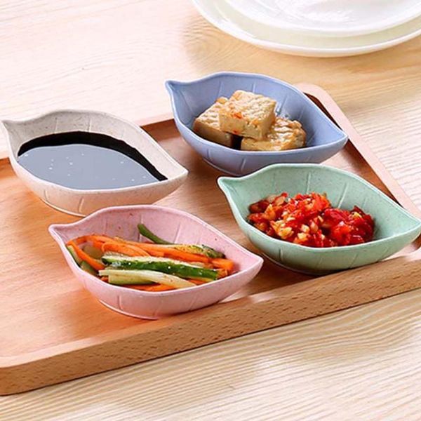 

dishes & plates sauce plate dish tableware container 4pcs leaf bowl wheat quality