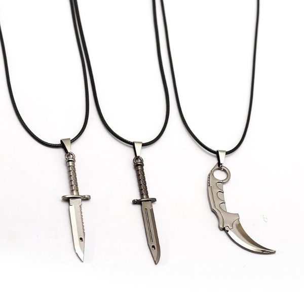 

pendant necklaces game jewelry statement necklace choker sword pendants peripherals personality csgo counter strike karambit chaveiro access, Silver