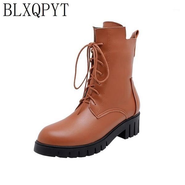 

boots blxqpyt pu leather women ankle fashionplatform chunky heels short winter shoes woman size 33-43 2271, Black