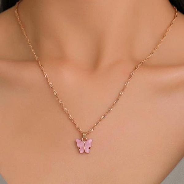 

sweet butterfly pendant necklace for women korean necklaces & pendants jewelry wild charms choker neckalce jewellery, Silver