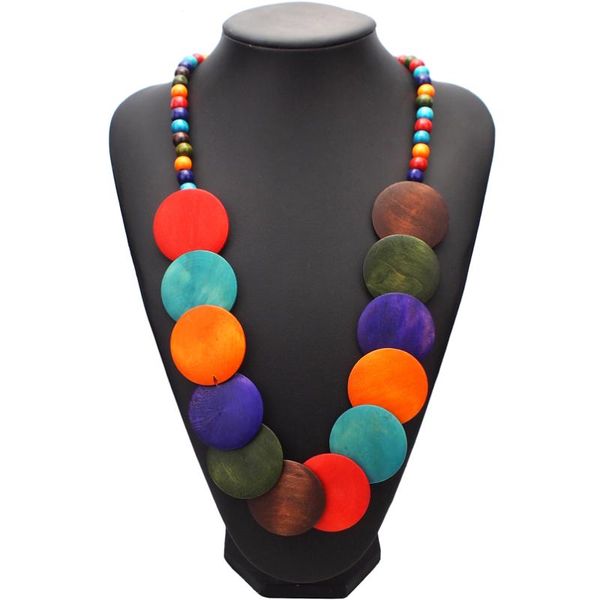 

pendant necklaces multicolor bohe wood beaded long necklace fashion for women statement gift ukne, Silver