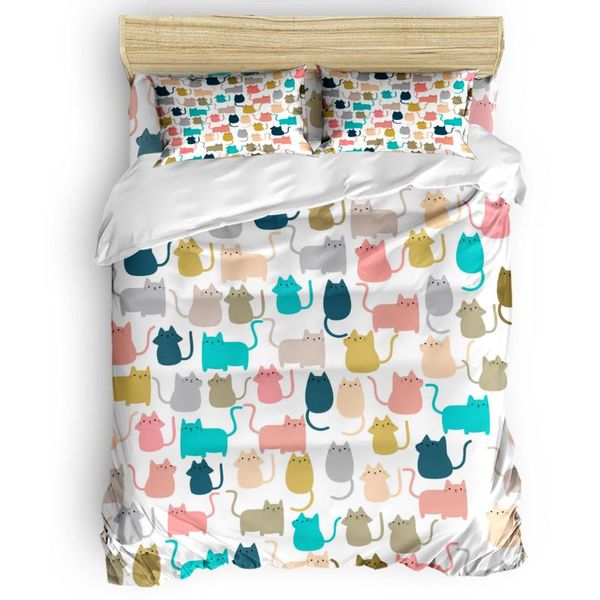 

bedding sets kawaii cat animal cartoon color duvet cover set warm and comfortable bedroom supplies comforter 2/3/4pcs