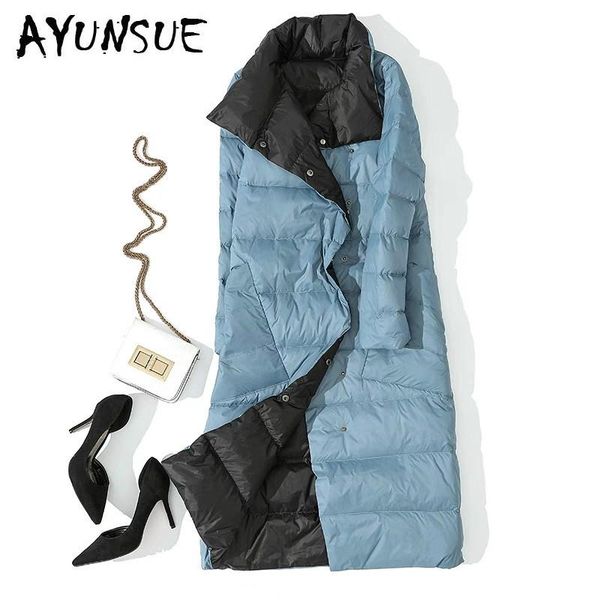

90% white duck down jacket women two side wear ultra light puffer korean warm parka abrigos 033 yy1629 women's & parkas, Black