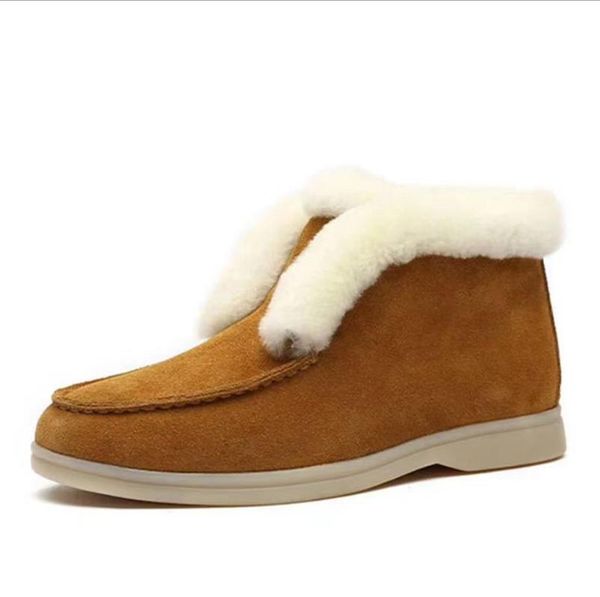 

boots 2021 ankle faux suede fur warm winter slip-on snow for women ladies flat shoes plus size footwear, Black