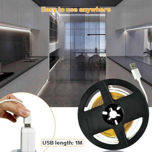 

strips led strip light 5v 480leds/m high-density flexible lights cob with usb interface for kitchen window decoration