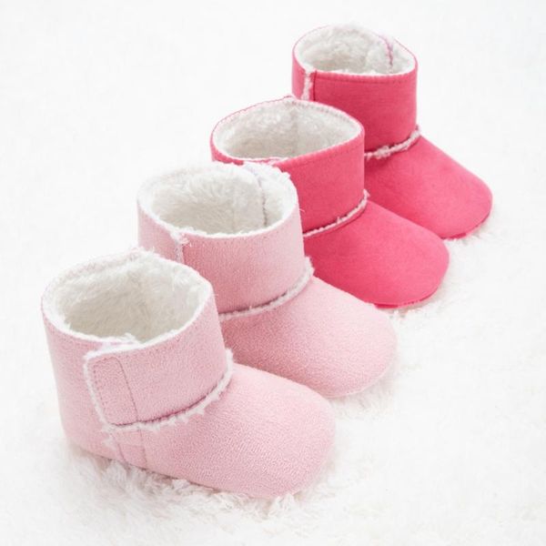 

boots infant snow winter baby boy girl shoes soft sole anti-slip first walker toddler plush prewalker fleece 0-18m, Black;grey
