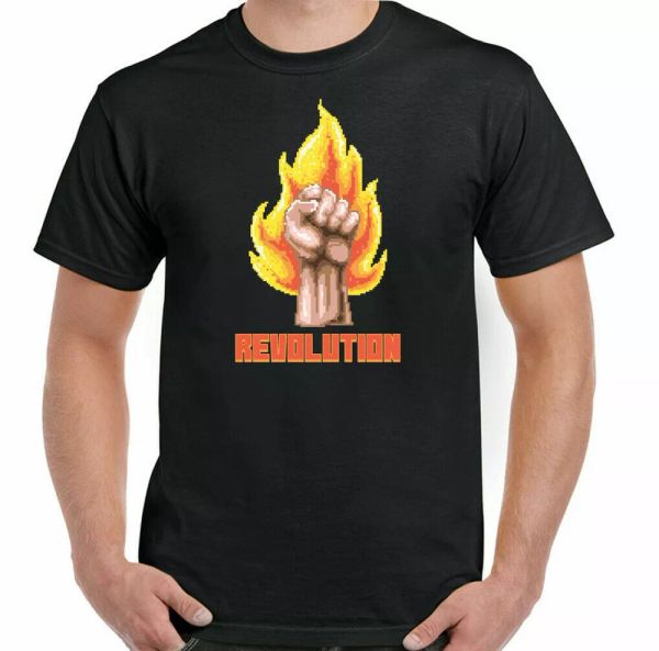 

anarchy t-shirt che guevara revolution fist mens funny 80's pixel top, White;black
