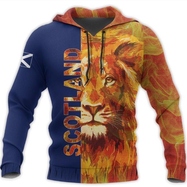 

men's hoodies & sweatshirts mens 3d print scotland flag lion fire harajuku pullover hood sweatshirt jacket hip-hop women streetwear p, Black