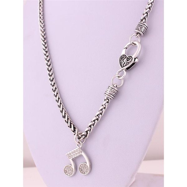 

pendant necklaces women men fashion necklace musical note design beautiful crystals wheat link chain zinc alloy provide drop, Silver