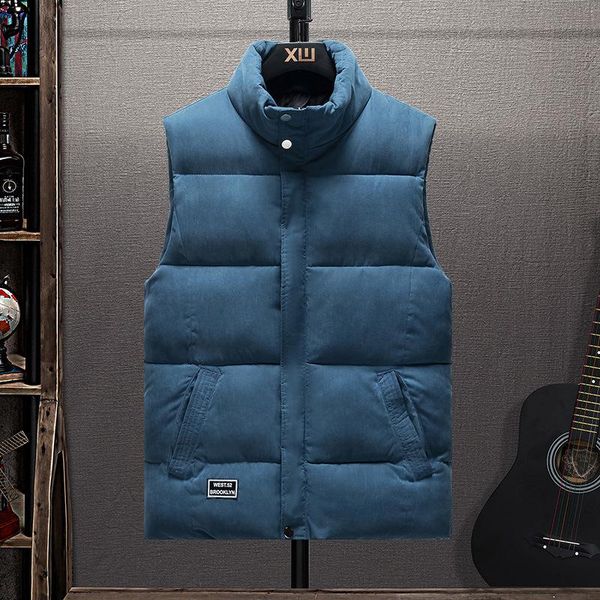 

men's vests vest autumn and winter trend all kinds of work clothes down cotton handsome warm shoulder boy jacket korean, Black;white