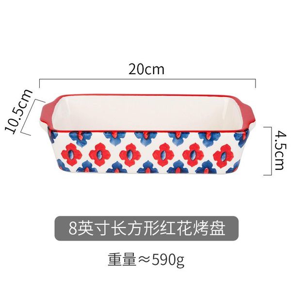 

dishes & plates japanese-style baked rice baking ceramic household oven binaural rectangular ovenware plate