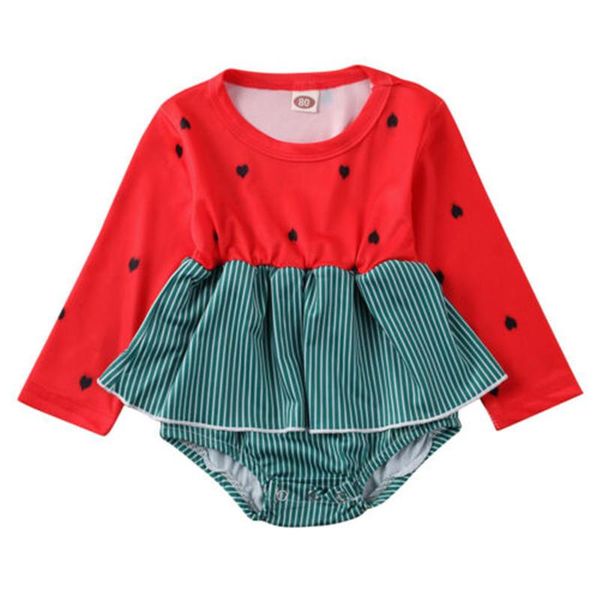 

toddler baby girls one-piece ruffle striped heart print polyester swimsuit swimwear bathing suit bikini beachwear one-pieces, Black