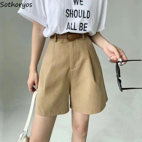 

women's shorts cargo casual women tender solid summer high waist a-line knee-length trousers ladies baggy wide leg bottoms arrival, White;black