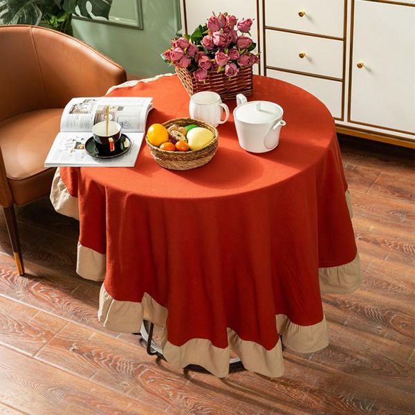 

table cloth red patchwork round tablecloth with ruffle for home el wedding party christmas decoration nordic coffee cover