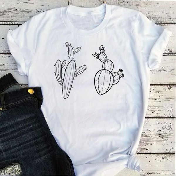 

cactus plant tshirt women summer plus size 2021 fashion clothing harajuku white shirt aesthetic clothes o-neck women's t-shirt